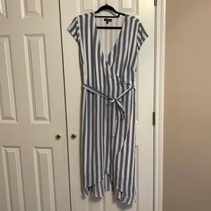 Blue and white striped dress